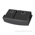 nano matte black farmouse double bowl sink